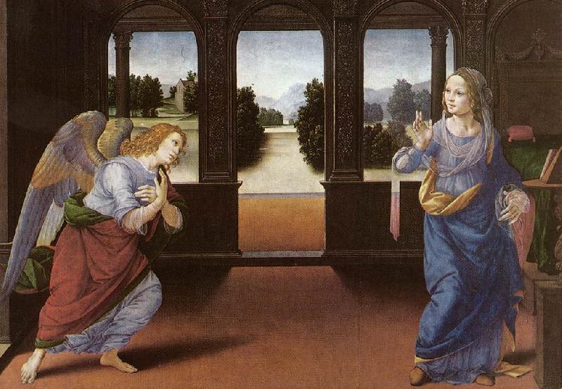 LORENZO DI CREDI Annunciation (detail) sg Germany oil painting art